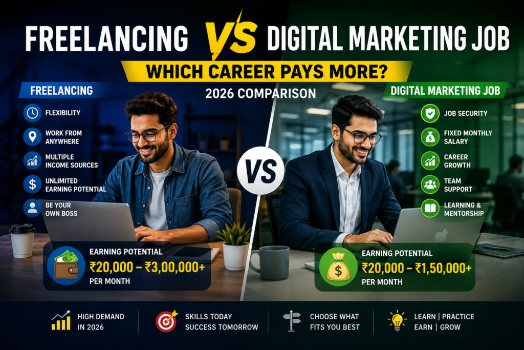 Digital Marketing Freelancing vs Digital Marketing Job Career Comparison in 2026